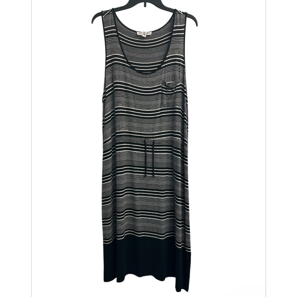 Pink Rose Black White Striped Stretchy Sleeveless Maxi Dress Womens Plus Size 2X